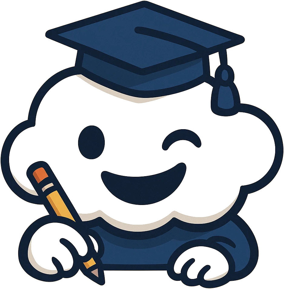 Digiwik Cloud-Charakter mit Stift in der Hand